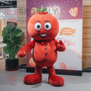 Rust Raspberry mascot costume character dressed with a Flare Jeans and Cufflinks