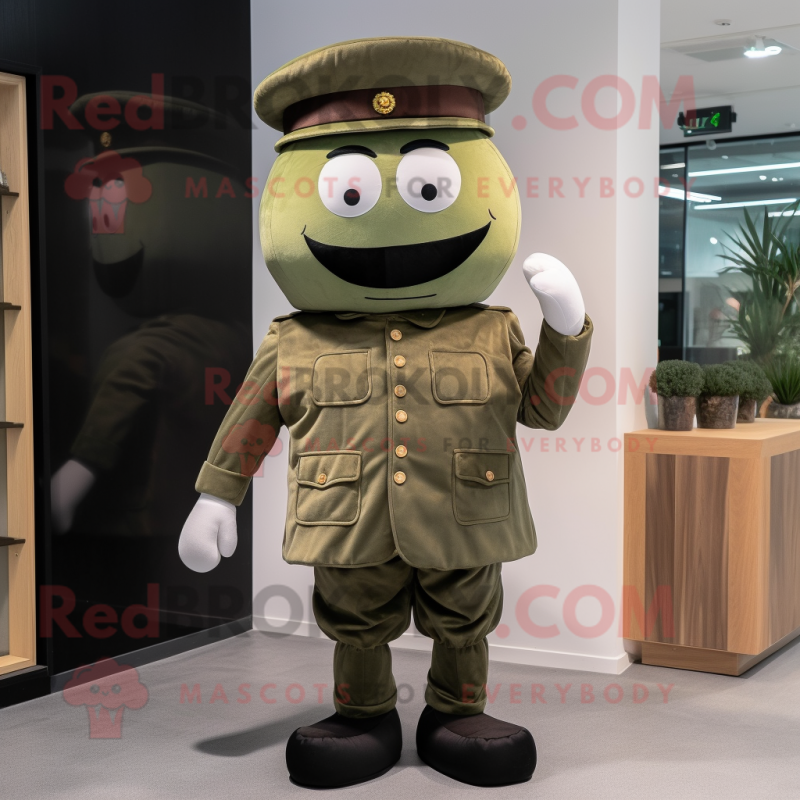 Olive Hamburger mascot costume character dressed with a Suit Pants and Caps Olive Hamburger mascot costume character dressed with a Suit Pants and Caps