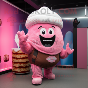 Pink Cupcake mascot costume character dressed with a Cargo Pants and Beanies