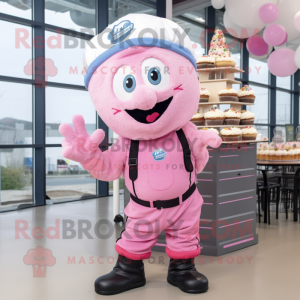 Pink Cupcake mascot costume character dressed with a Cargo Pants and Beanies