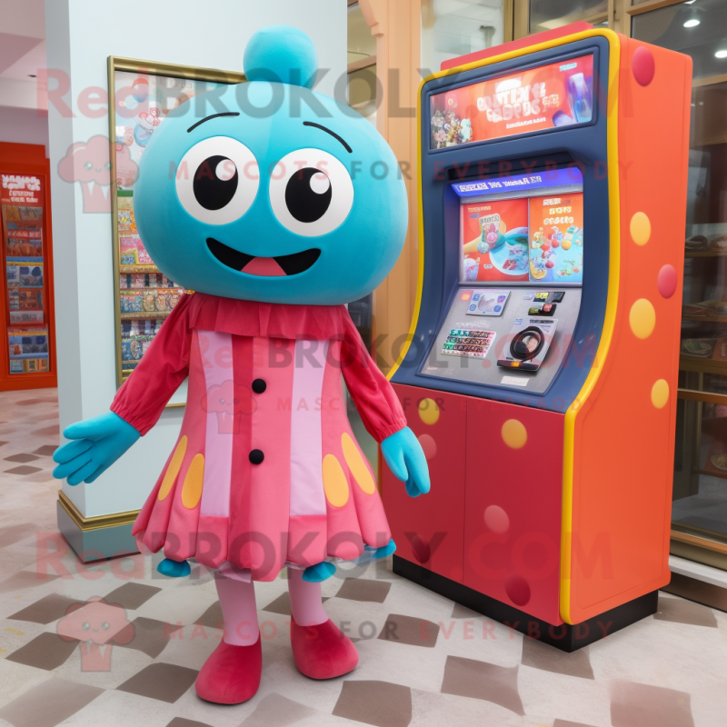 nan Gumball Machine mascot costume character dressed with a Shift Dress and Wallets