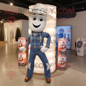 Cream Soda Can mascot costume character dressed with a Bootcut Jeans and Earrings