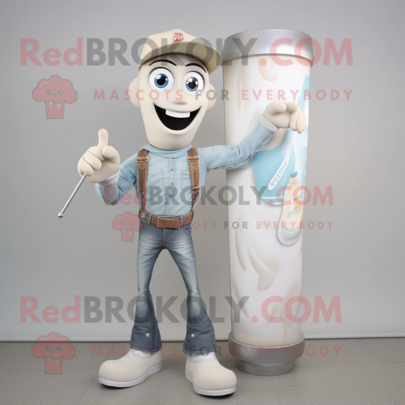 Cream Soda Can mascot costume character dressed with a Bootcut Jeans and Earrings