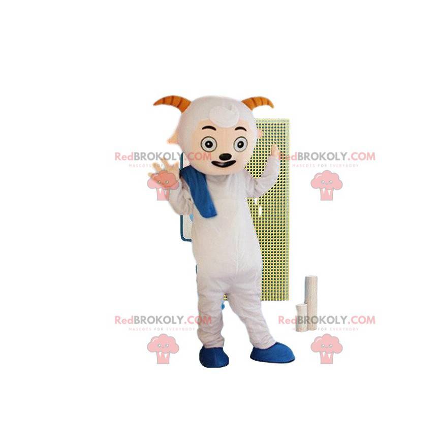 Bílý kozí maskot, beran. Kostým, hospodářská zvířata - Bílý kozí maskot, beran. Kostým, hospodářská zvířata -