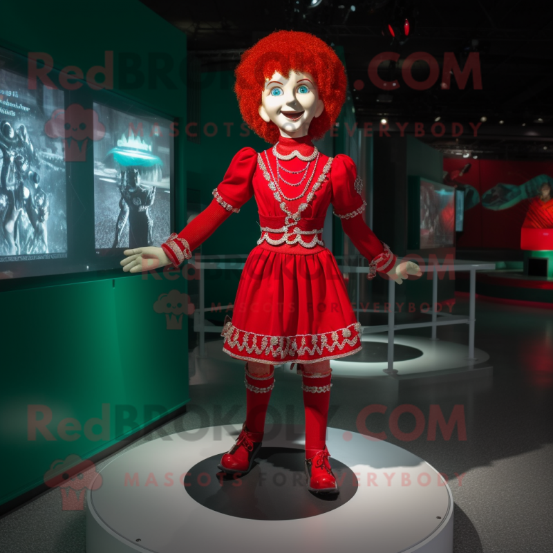 Red Irish Dancer mascot costume character dressed with a Romper and Anklets Red Irish Dancer mascot costume character dressed with a Romper and Anklets