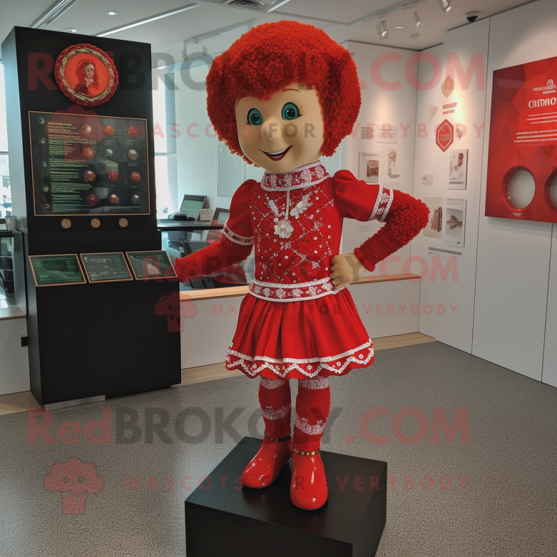 Red Irish Dancer mascot costume character dressed with a Romper and Anklets Red Irish Dancer mascot costume character dressed with a Romper and Anklets