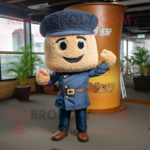 Rust Fried Rice mascot costume character dressed with a Jeans and Berets