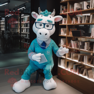 Cyan Cow mascotte kostuum...