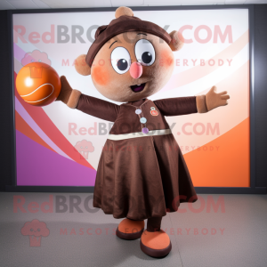 Brown Juggle mascot costume character dressed with a A-Line Dress and Headbands