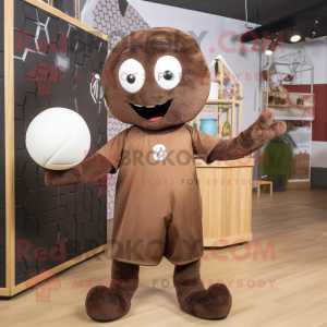 Brown Juggle mascot costume character dressed with a A-Line Dress and Headbands