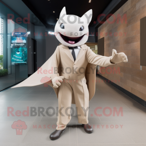 Beige Manta Ray mascot costume character dressed with a Suit Pants and Belts