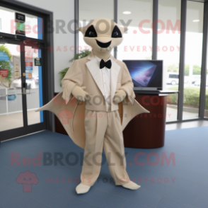 Beige Manta Ray mascot costume character dressed with a Suit Pants and Belts