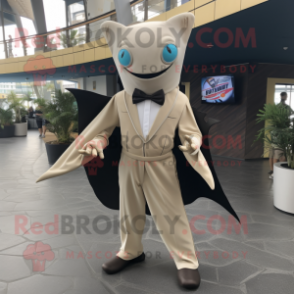 Beige Manta Ray mascot costume character dressed with a Suit Pants and Belts