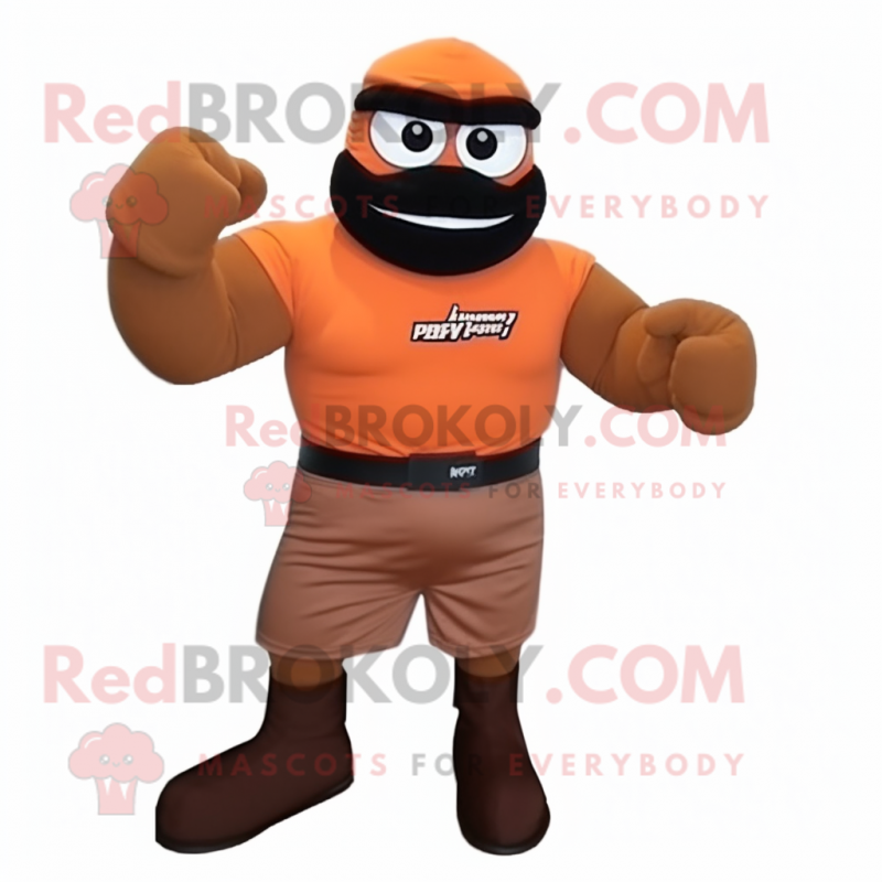 Brown Orange mascot costume character dressed with a T-Shirt and Gloves