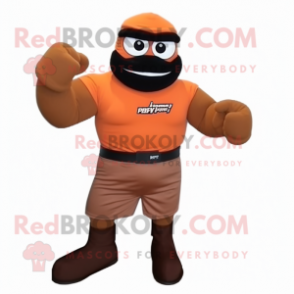 Brown Orange mascot costume character dressed with a T-Shirt and Gloves