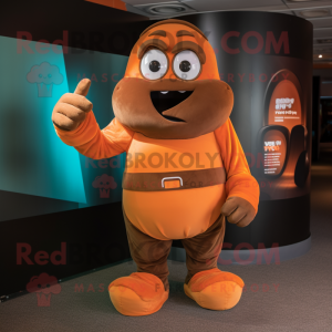 Brun Orange maskot kostym...