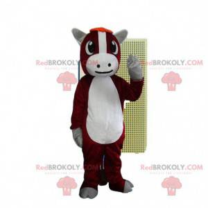 Mascotte costume vache rouge et blanche. Déguisement taureau -