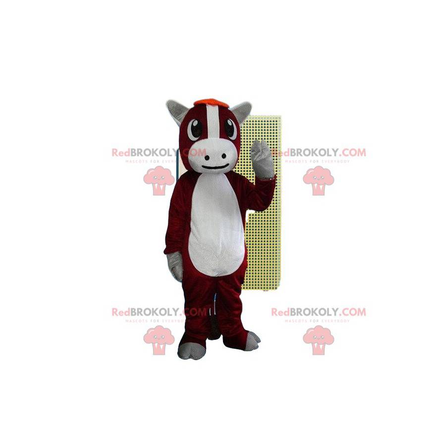 Mascota de disfraz de vaca roja y blanca. Disfraz de toro -