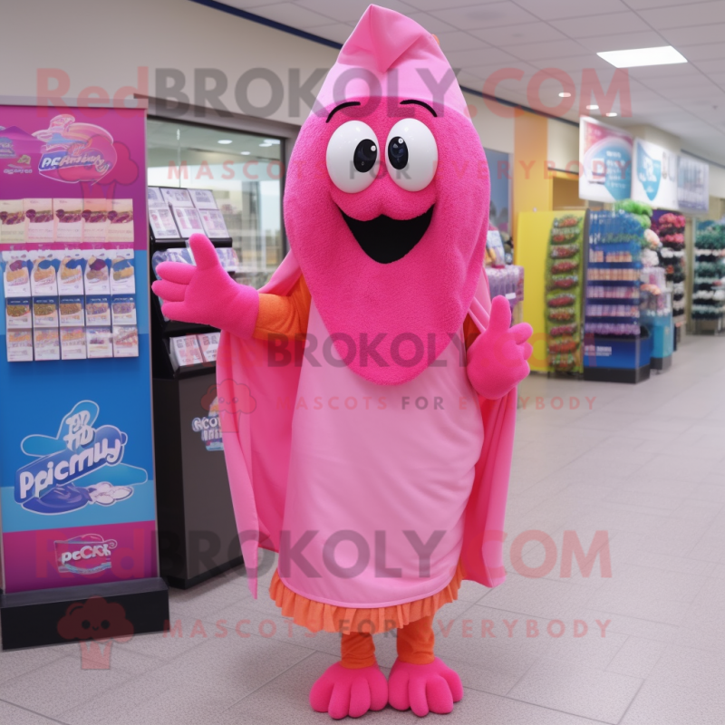 Pink Enchiladas mascot costume character dressed with a One-Piece Swimsuit and Scarves