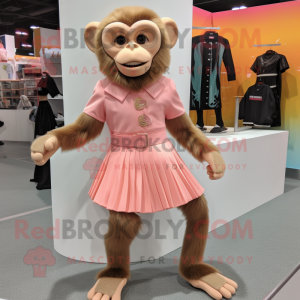 Peach Capuchin Monkey mascot costume character dressed with a Mini Skirt and Shoe clips