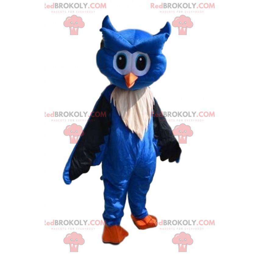 Blauw en wit uil kostuum mascotte. Uil kostuum - Redbrokoly.com