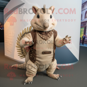 Beige Armadillo maskot...