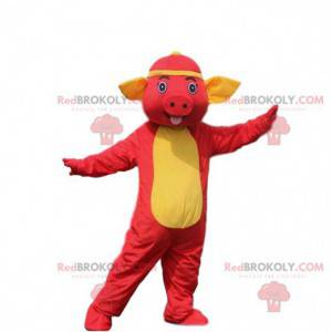 Mascotte de cochon rouge. Costume cochon. Déguisement cochon -