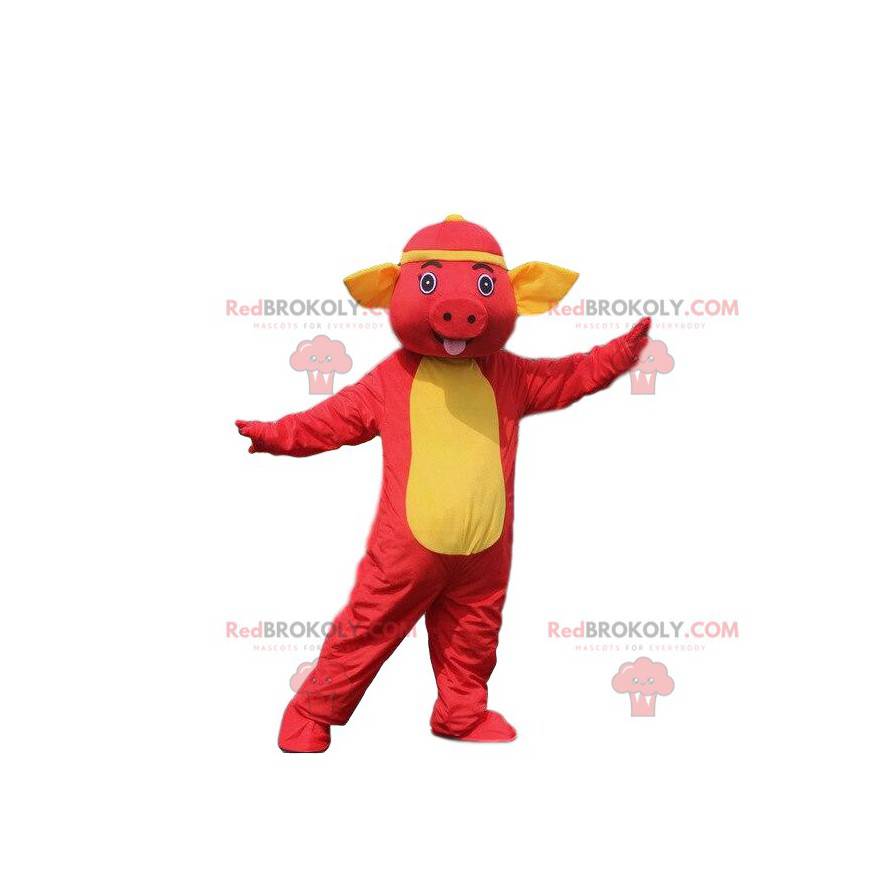 Red pig mascot. Pig costume. Pig costume - Redbrokoly.com