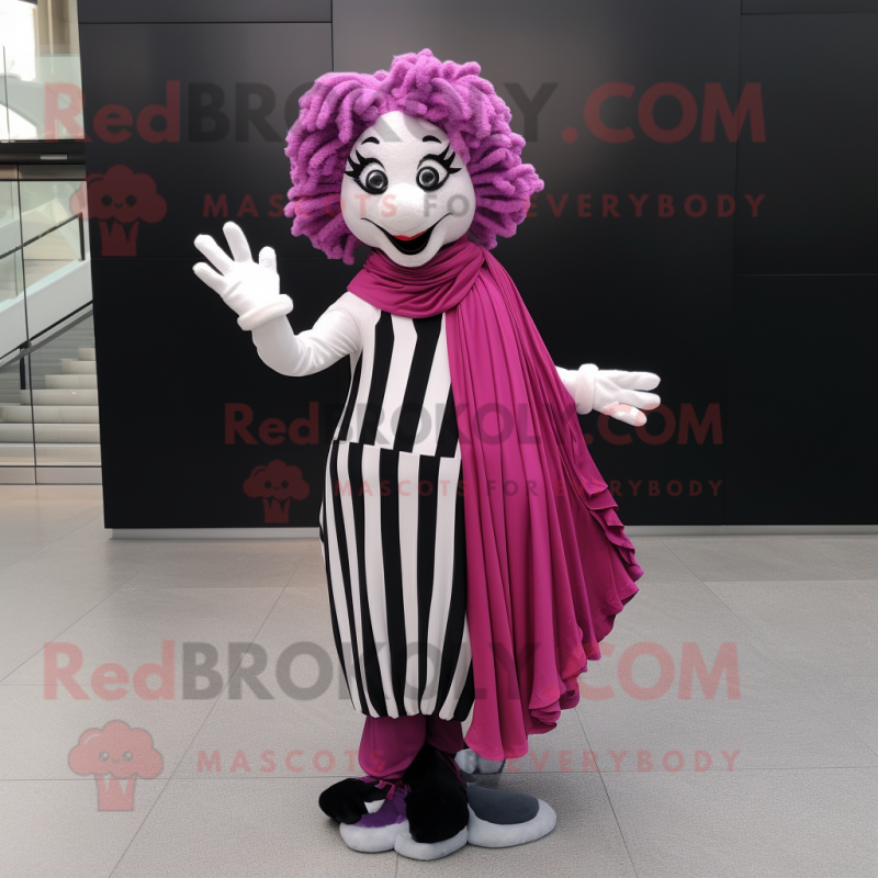 Magenta Mime mascot costume character dressed with a Pleated Skirt and Scarves Magenta Mime mascot costume character dressed with a Pleated Skirt and Scarves