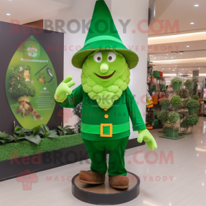 Olive Leprechaun Hat mascot costume character dressed with a Long Sleeve Tee and Caps
