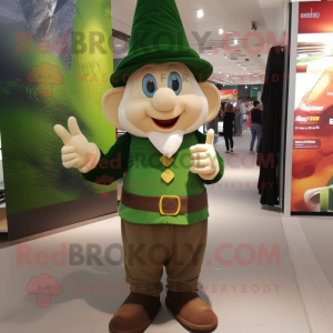 Olive Leprechaun Hat mascot costume character dressed with a Long Sleeve Tee and Caps