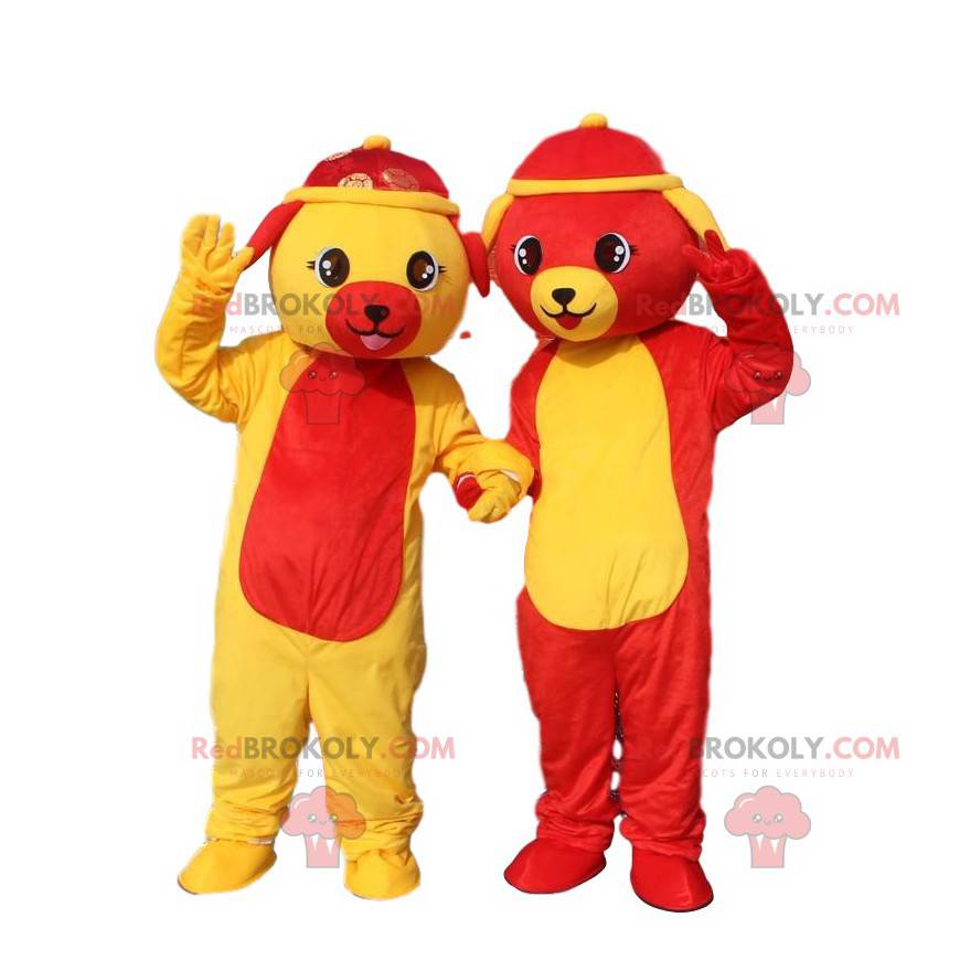 2 dog mascots, dog costumes, dog costumes - Redbrokoly.com