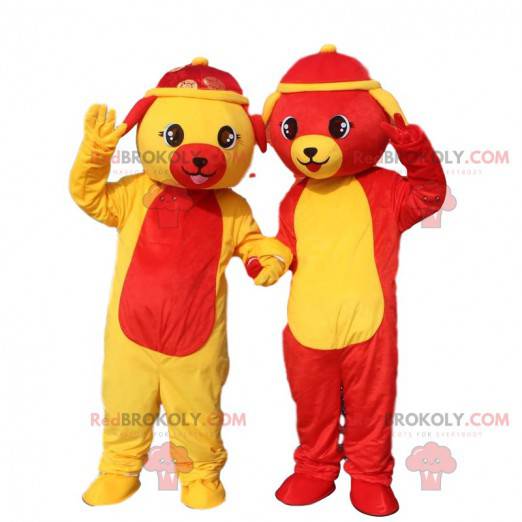 2 dog mascots, dog costumes, dog costumes - Redbrokoly.com