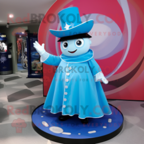 Sky Blue Ring Master mascot costume character dressed with a Circle Skirt and Belts