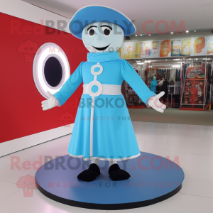 Sky Blue Ring Master mascot costume character dressed with a Circle Skirt and Belts