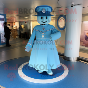 Sky Blue Ring Master mascot costume character dressed with a Circle Skirt and Belts