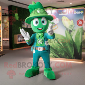 Forest Green Pendant mascot costume character dressed with a Flare Jeans and Belts