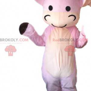 Costume de vache rose, déguisement de la ferme, mascotte rose -