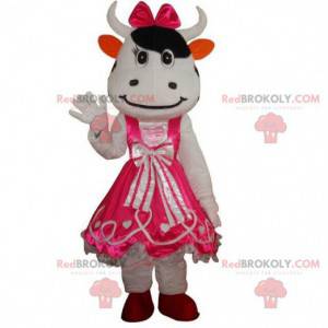 Elegantní kráva kostým, ženský kostým, farmář maskot -