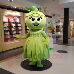Olive Apple mascot costume character dressed with a Pleated Skirt and Headbands