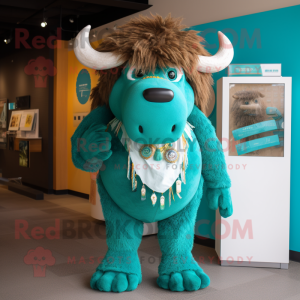 Teal Buffalo maskot kostym...