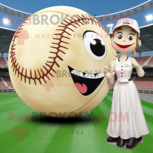 Cream Baseball Ball maskot...