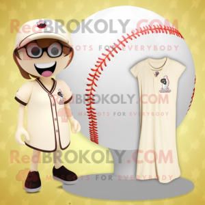 Cream Baseball Ball maskot...