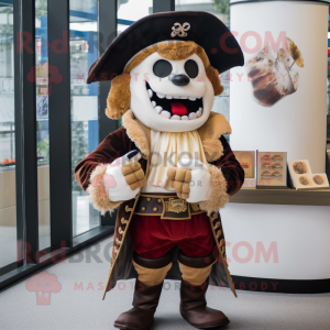 Cream Pirate mascot costume character dressed with a Dress and Cufflinks