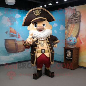 Cream Pirate mascot costume character dressed with a Dress and Cufflinks