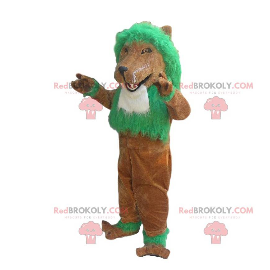 Mascotte de lion marron, costume de lion, déguisement de lion -