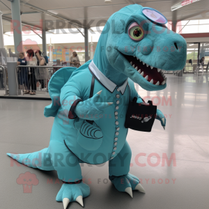 Cyan Tyrannosaurus maskot...