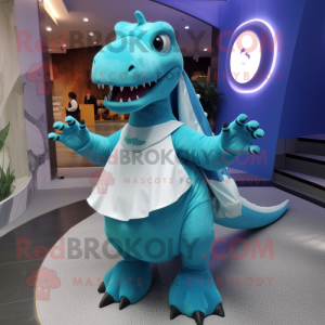 Cyan Tyrannosaurus maskot...