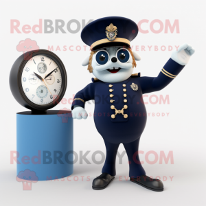 Navy Ring Master mascot costume character dressed with a Coat and Digital watches