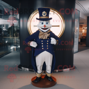 Navy Ring Master mascot costume character dressed with a Coat and Digital watches